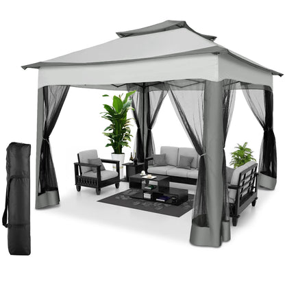 11-Ft x 11-Ft - Pop-Up Gazebo One-Push Canopy Tent w/Mosquito Nettings 
10-Ft x 10-Ft Outdoor Canopy Shelter with Double Roof Ventilation