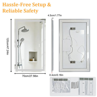 19.68-Inches/23.62-Inches/39.37-Inches/47.24-Inches - LED Bathroom Make-Up Vanity Mirror W/Bluetooth Speaker