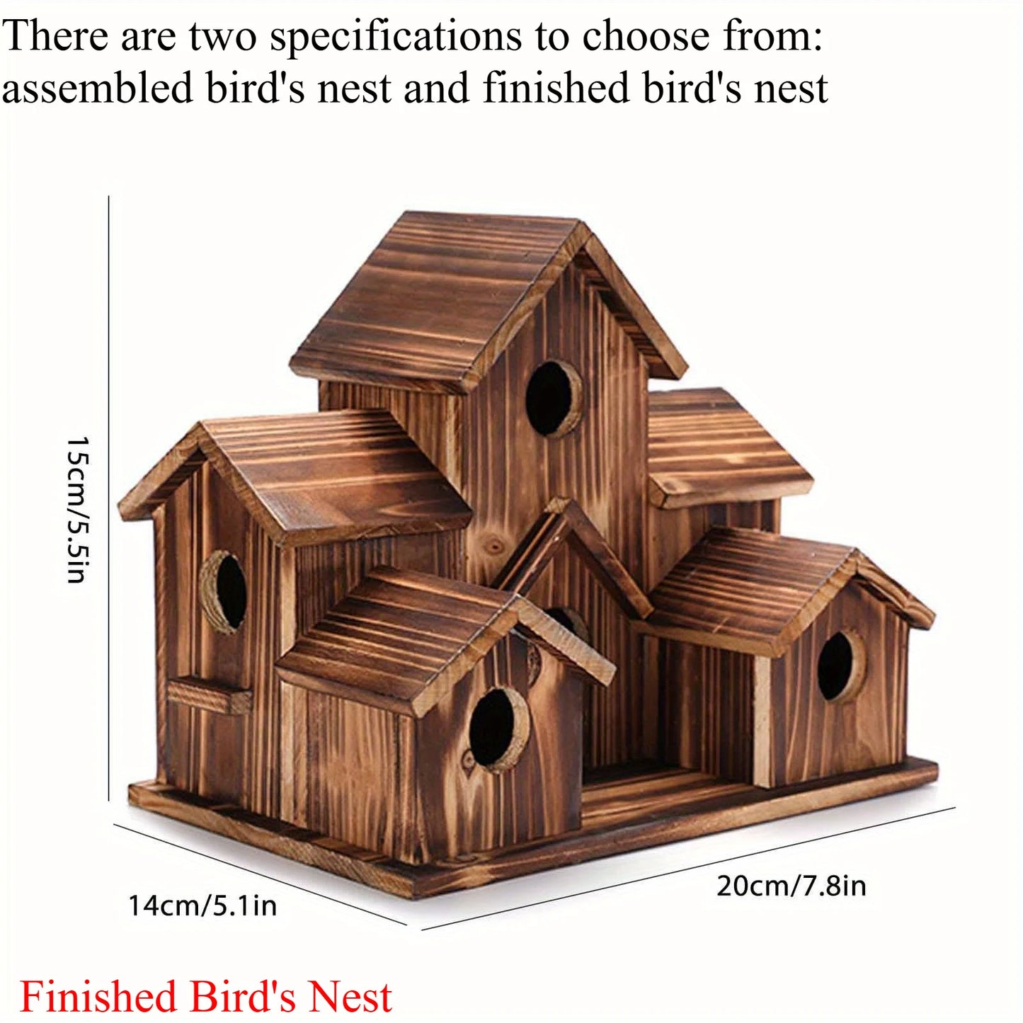6-HOLE - HANDMADE OUTDOOR WOODEN WILD BIRD HOUSE DECORATION