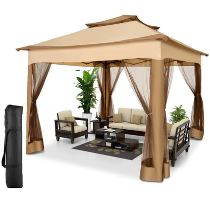 11-Ft x 11-Ft - Pop-Up Gazebo One-Push Canopy Tent w/Mosquito Nettings 
10-Ft x 10-Ft Outdoor Canopy Shelter with Double Roof Ventilation