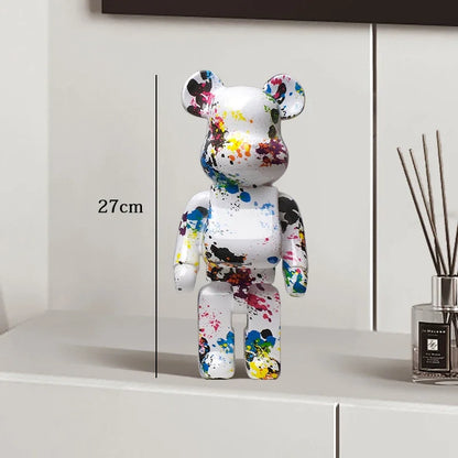 27cm - PAINTED GRAFFITI BEAR RESIN DESKTOP STATUE/ORNAMENTS