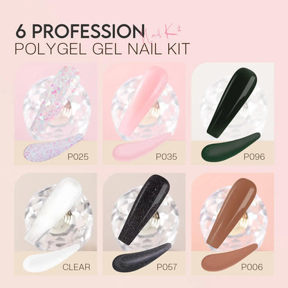 POLY GEL NAIL ENHANCEMENT STARTER KIT W/ UV light
