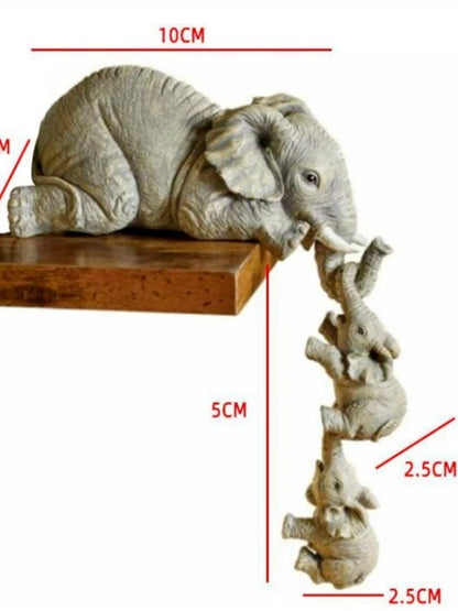 3pcs/Set - CUTE ELEPHANT HOLDING BABIES RESIN CRAFT FIGURINES