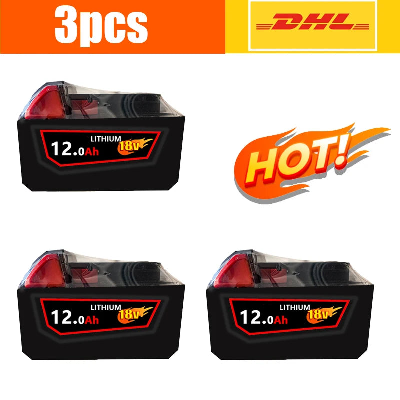 18V, 12.0Ah -M18-HB3 Replacement Battery High Energy for  Original Milwaukee M12-18FC Charger 48-11-1815