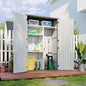 51.96in x 74.8in x 28.34in - RESIN OUTDOOR STORAGE SHED W/METAL SHELF & FLOOR KIT