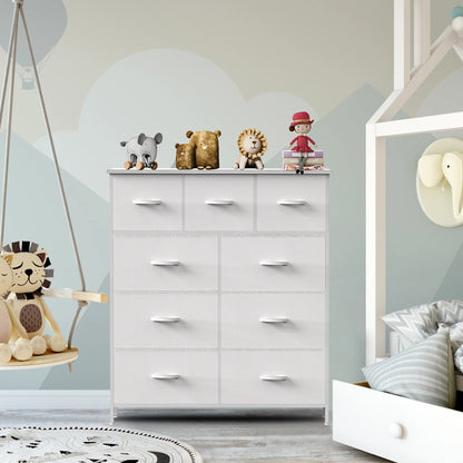 TALL CHEST DRESSER W/9 FABRIC STORAGE DRAWER, WARDROBE