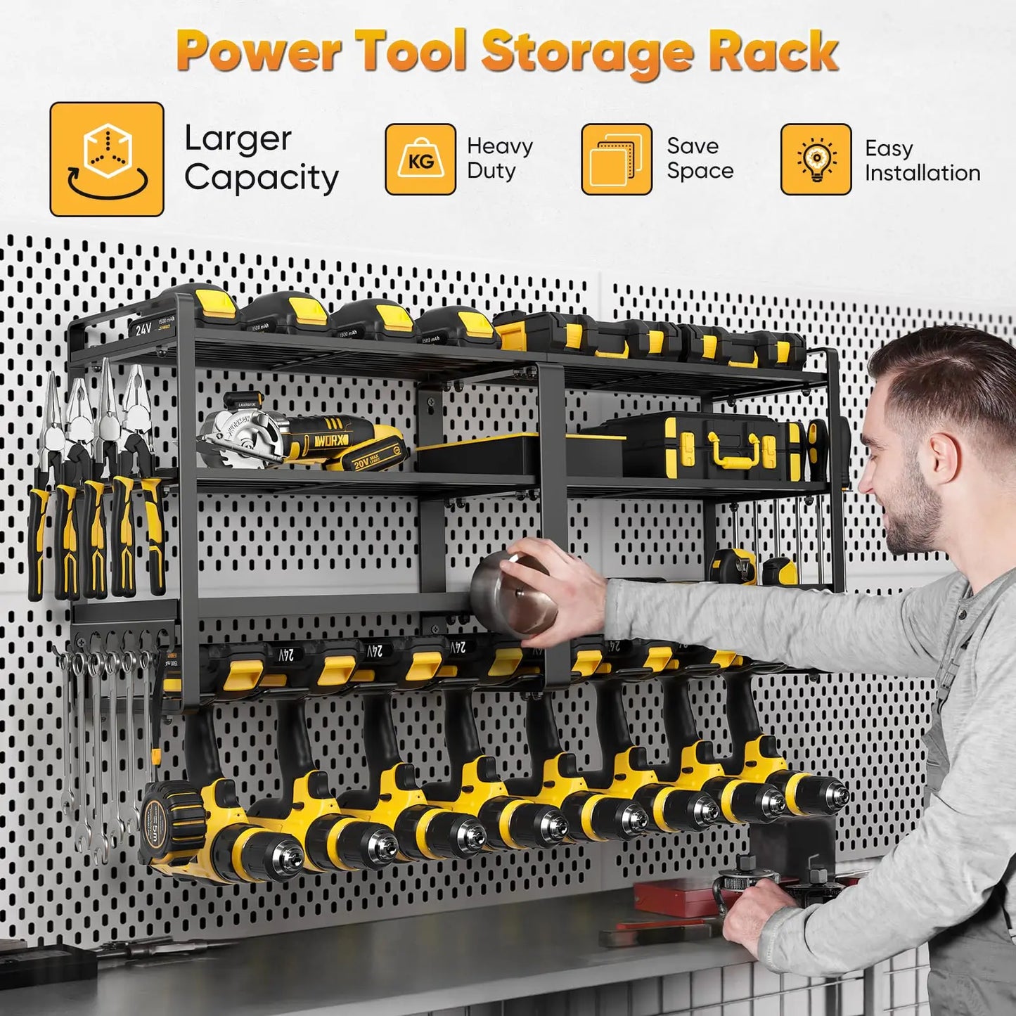 4-LAYER - HEAVY-DUTY WALL MOUNTED POWER TOOL ORGANIZER