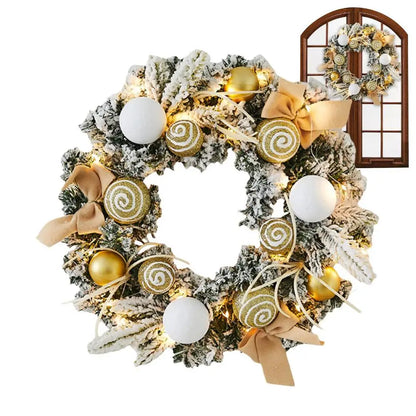11.81in x 11.81in x 1.97in - CHRISTMAS FRONT DOOR SNOWY FLOCKED WREATHS