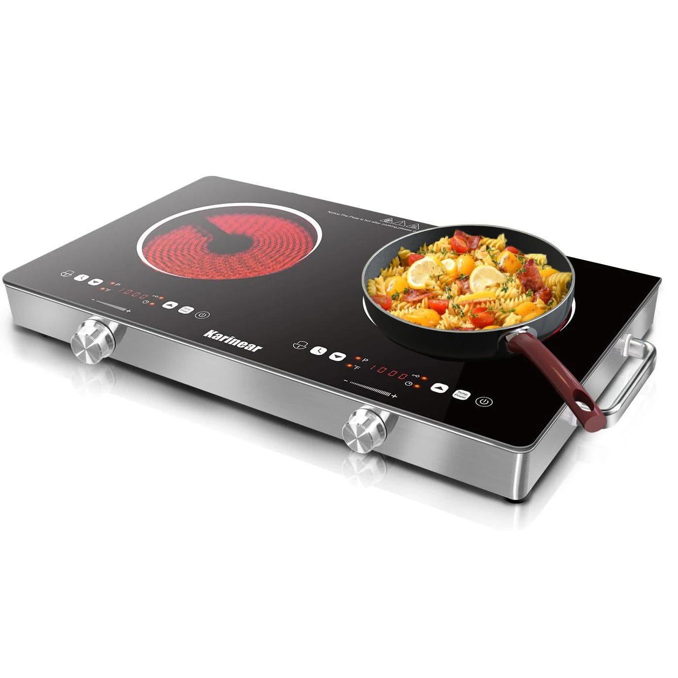 56cm, 240 Volts - Countertop Ceramic Electric Hob 2-Zones, 3200W Plug-in W/Safety Lock