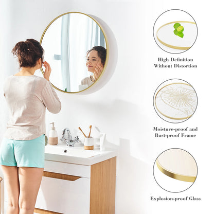 30in - LARGE ROUND TEMPERED GLASS FRAMED VANITY MIRROR