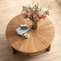 35in x 35in x 17.8in - 2-TIER ROUND RUSTIC WOODEN COFFEE TABLE W/STORAGEe Table for Living Room, 2 Tier Circle Coffee Table with Storage, Rustic Natural Coffee Table (35" Dx35 Wx18 H)