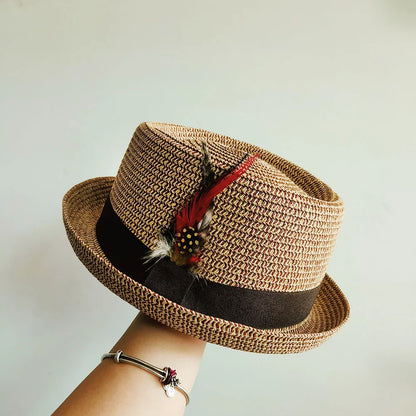 Vintage British Trilby Straw Hat Summer Fedora