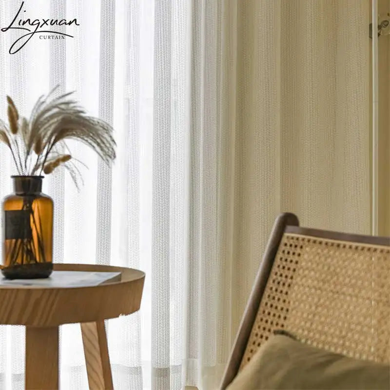 LUXURIOUS FISHBONE SHEER CURTAINS/DRAPES DECOR