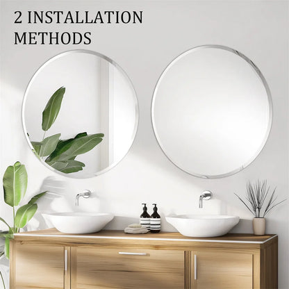 80cm - LARGE FRAMELESS ROUND VANITY MIRROR W/BEVELED EDGE