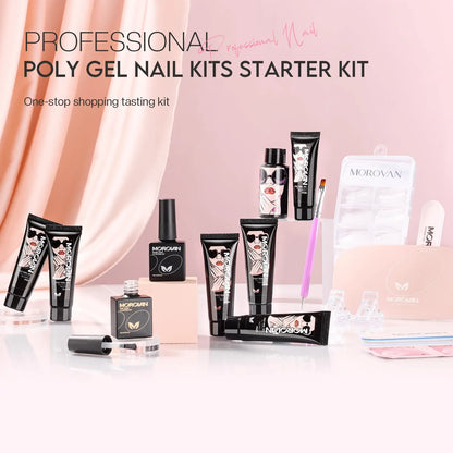 POLY GEL NAIL ENHANCEMENT STARTER KIT W/ UV light