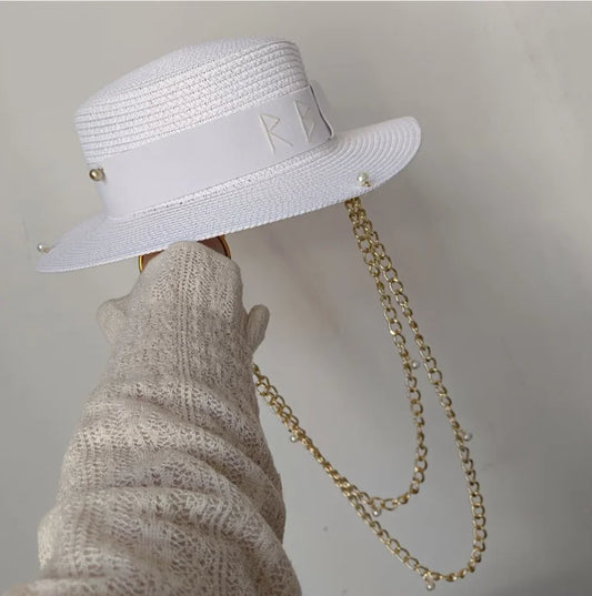 Beach Hat Punk Pearl Chain Crown Sun Hat