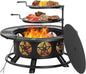 36in x 36in x 29in - WOOD BURNING FIRE PIT W/2-GRILLS, POKER & LID