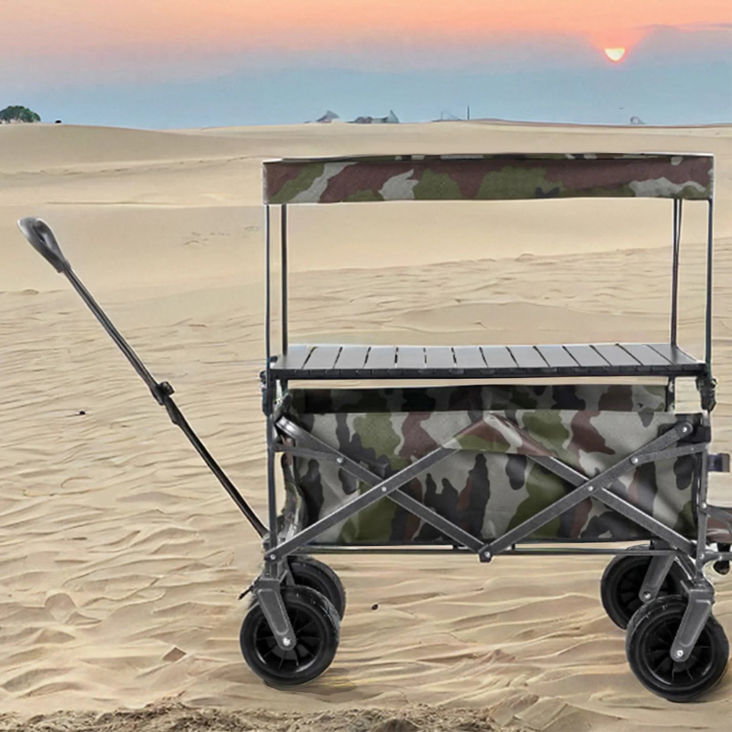 DOUBLE LAYER PORTABLE ROTATING WHEEL CAMPING/UTILITY CART