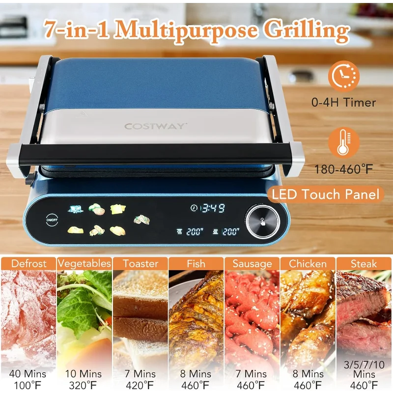 12,00W PANINI PRESS SANDWICH MAKER W/LED TOUCH PANEL