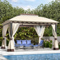 10ft ×13ft -  DOUBLE ROOF STEEL OUTDOOR GAZEBO W/MOSQUITO NETTING