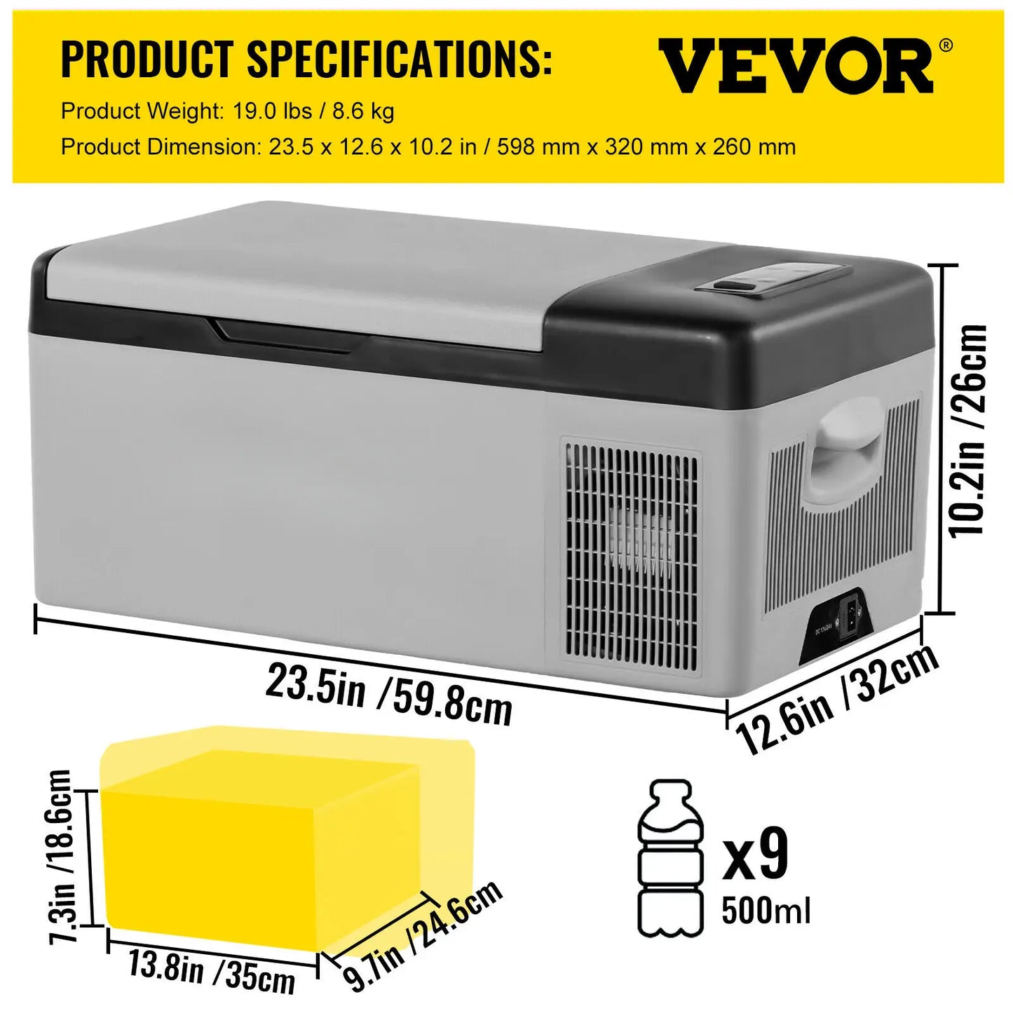 12-Volts/24 Volt(DC) 110-Volts -240 Volts(AC) - 9-Liter 15-Liter PORTABLE CAR REFRIGERATOR COMPRESSOR FRIDGE