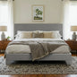 55 7/16in x 59in x 734.8in - SOFT LINEN UPHOLSTERED BED FRAME W/ADJUSTABLE HEADBOARD