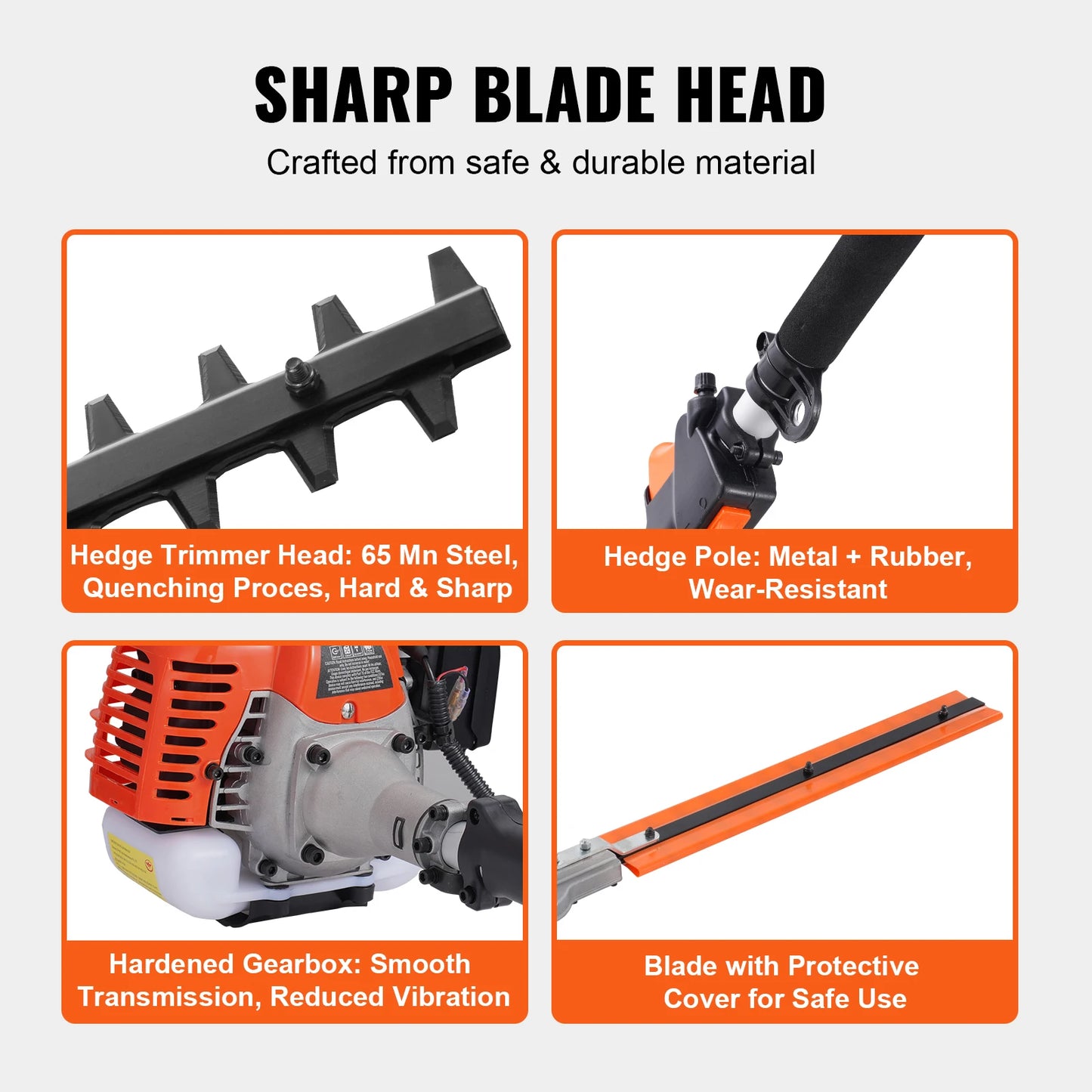 SucceBuy 26CC 5-in-1 Multi-Functional Trimming Tools Gas Hedge Trimmer Weed Eater String Trimmer Edger Pole Saw Chainsaw Pruner