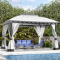 10ft ×13ft -  DOUBLE ROOF STEEL OUTDOOR GAZEBO W/MOSQUITO NETTING