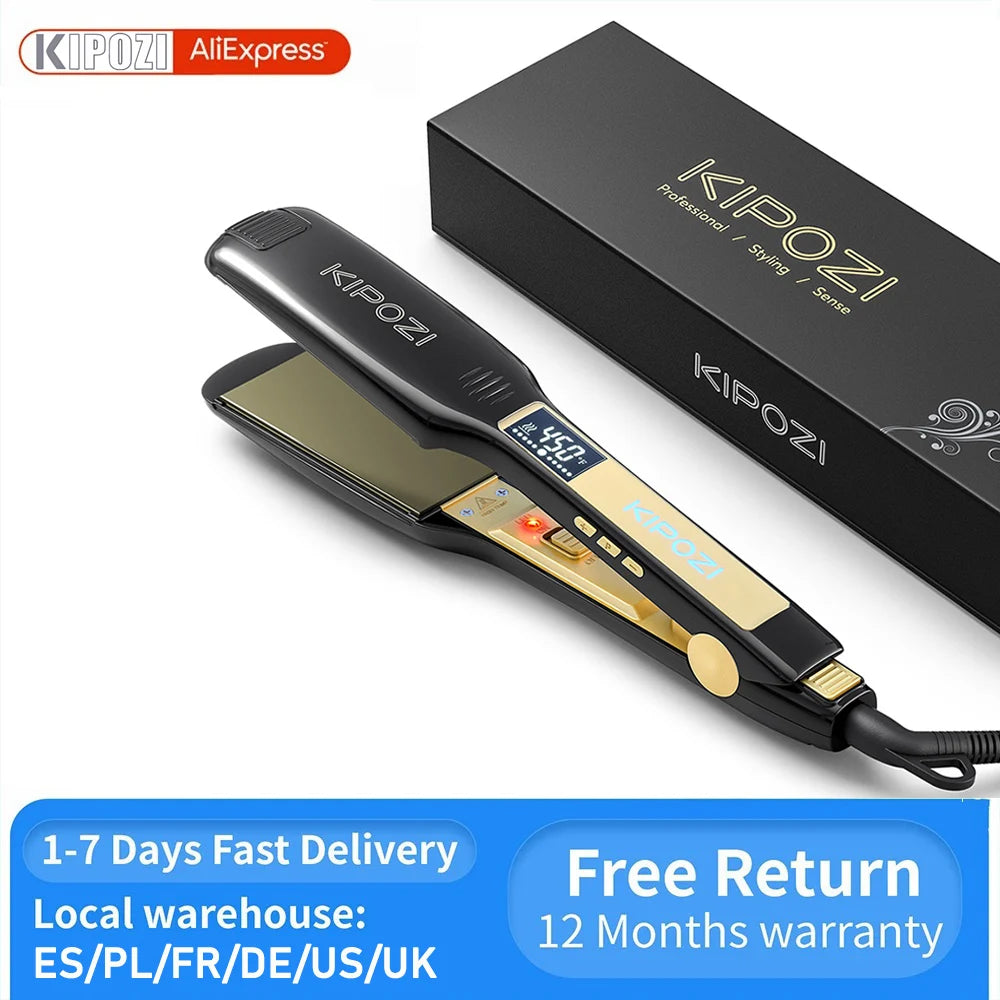 Professional Titanium Flat Iron Hair Straightener W/Dual Voltage