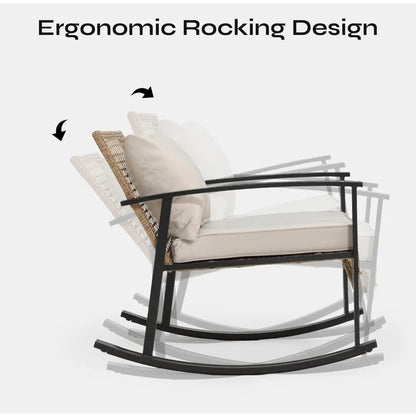 3pcs - OUTDOOR RATTAN ROCKER PATIO/GARDEN FURNITURE SET