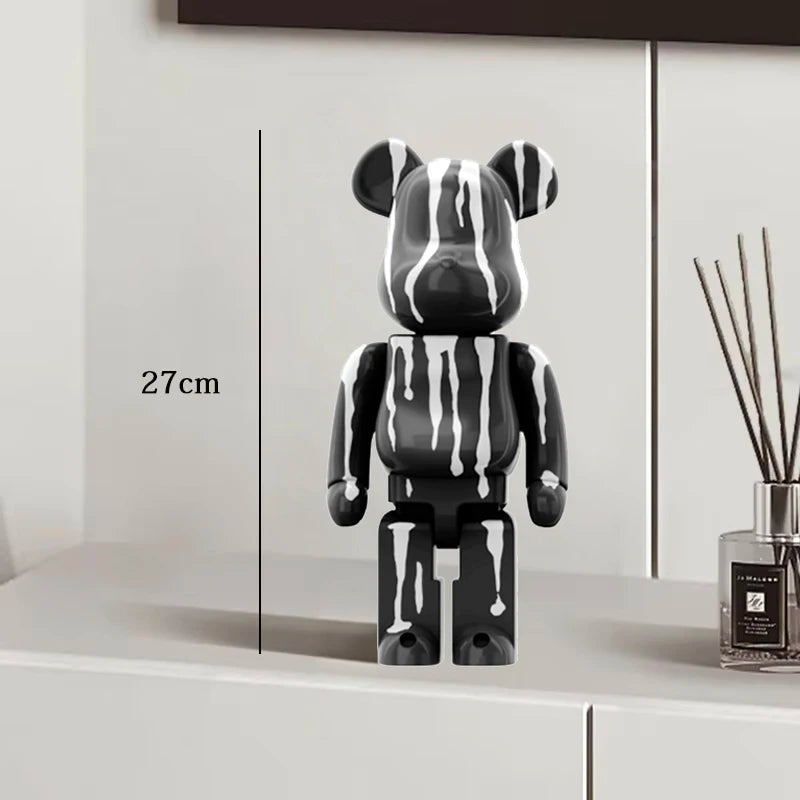 27cm - PAINTED GRAFFITI BEAR RESIN DESKTOP STATUE/ORNAMENTS