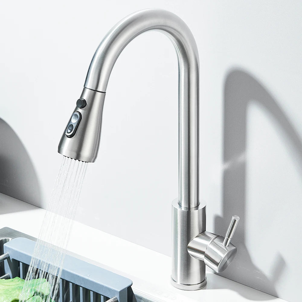 SINGLE-HANDLE BRUSHED NICKEL KITCHEN SINK FAUCET