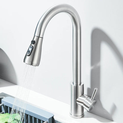 SINGLE-HANDLE BRUSHED NICKEL KITCHEN SINK FAUCET