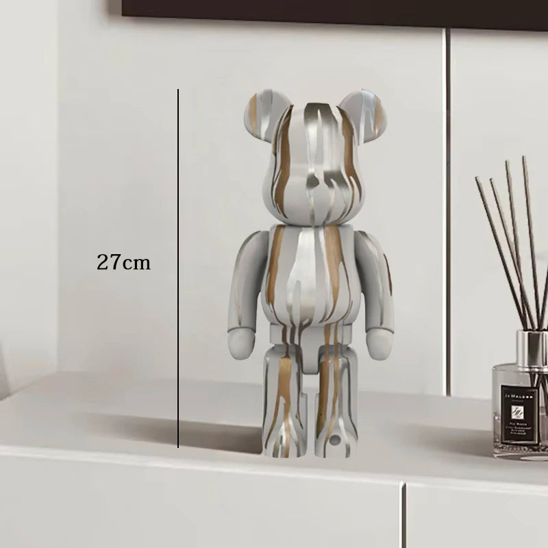 27cm - PAINTED GRAFFITI BEAR RESIN DESKTOP STATUE/ORNAMENTS