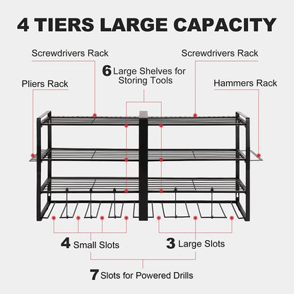 4-TIER - WALL MOUNTED POWER TOOL STORAGE ORGANIZER
