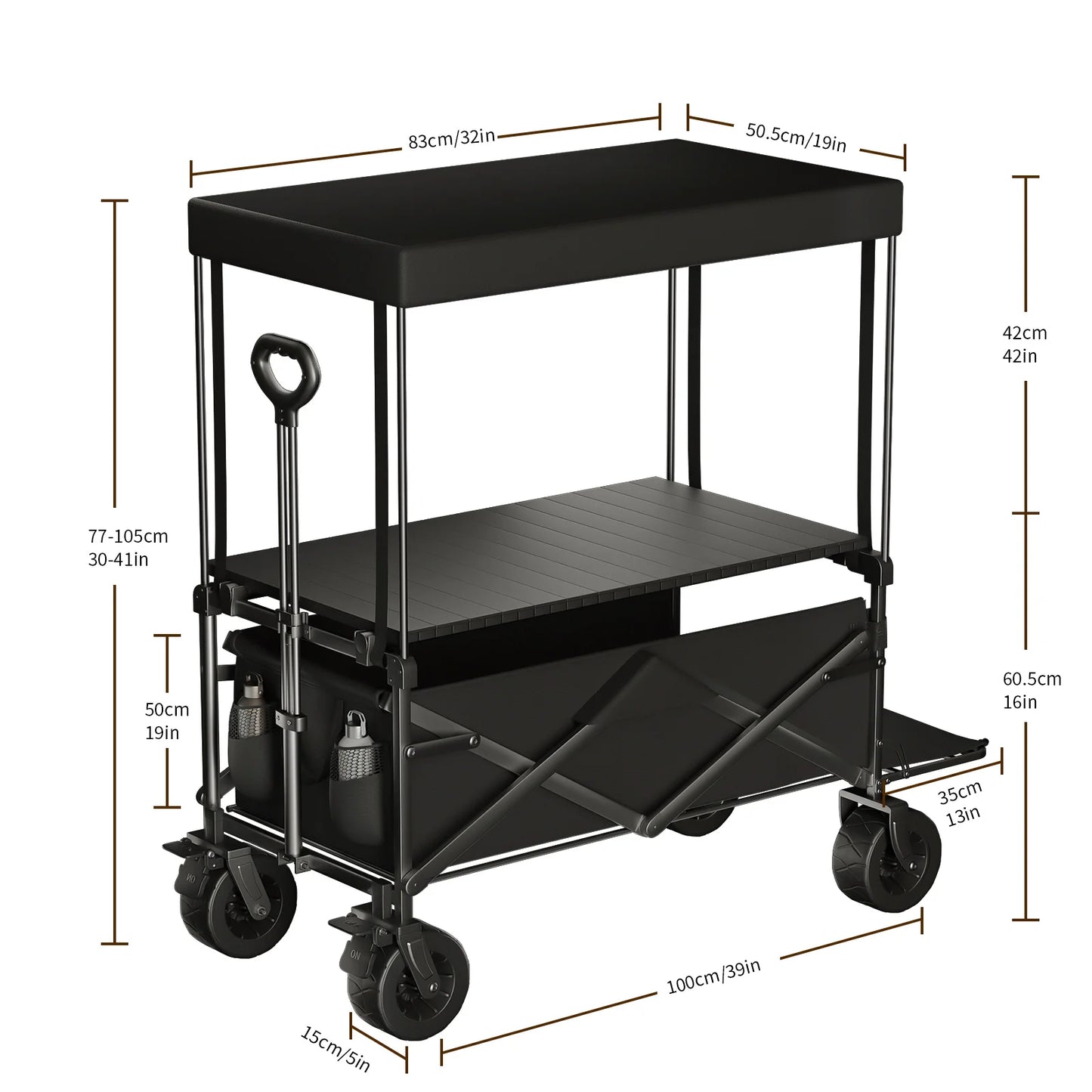 DOUBLE LAYER PORTABLE ROTATING WHEEL CAMPING/UTILITY CART
