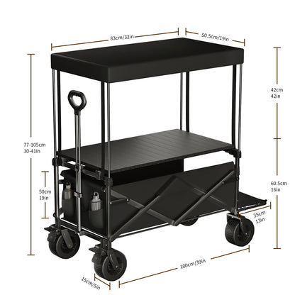 DOUBLE LAYER PORTABLE ROTATING WHEEL CAMPING/UTILITY CART