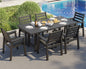 7-Piece HDPE Outdoor Dining Set with Umbrella Hole, 71" L Patio Table and Chairs Set for 6, Modern Garden Dining Set for Backyar