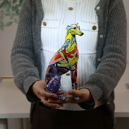 COLORFUL ABSTRACT PAINTED GREYHOUND DOBERMAN DESKTOP DECORATION