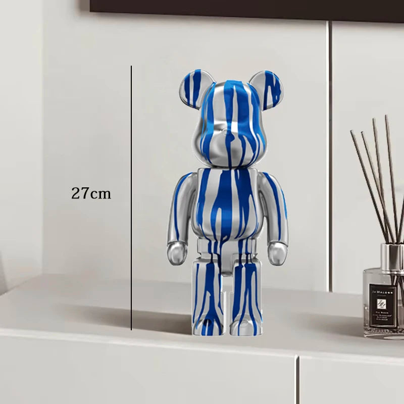 27cm - PAINTED GRAFFITI BEAR RESIN DESKTOP STATUE/ORNAMENTS