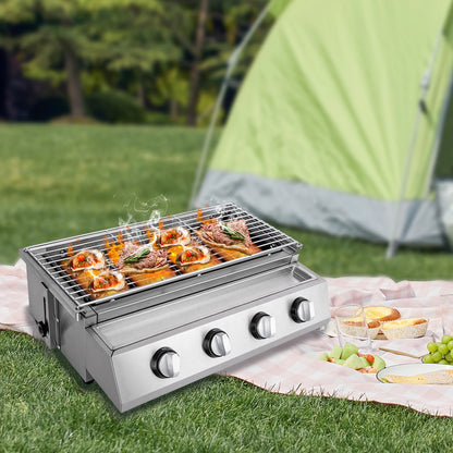 4-BURNER - STAINLESS STEEL SMOKELESS BARBECUE GRILL ROASTER