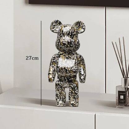 27cm - PAINTED GRAFFITI BEAR RESIN DESKTOP STATUE/ORNAMENTS