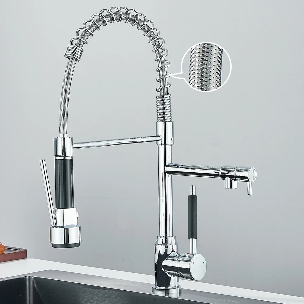PULL-DOWN CRANE STYLE SPRING KITCHEN SINK FAUCET