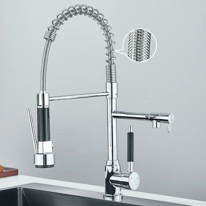 PULL-DOWN CRANE STYLE SPRING KITCHEN SINK FAUCET