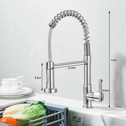 Stainless Steel Spring Brushed Kitchen Sink Faucet