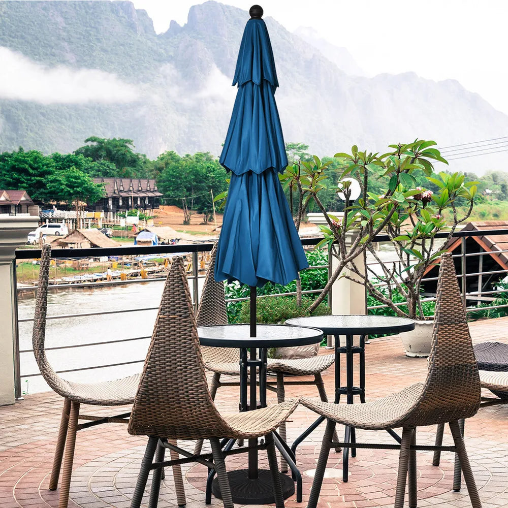10ft 3-Tier - OUTDOOR BLUE DOUBLE-SIDED PATIO TABLE UMBRELLAS