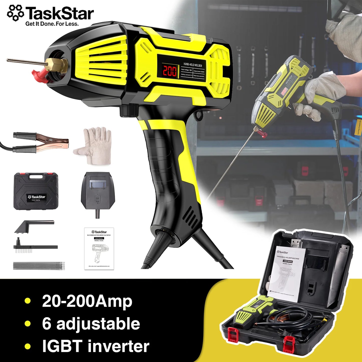 20-AMPS - 200-AMPS - Handheld Portable IGBT Inverter Arc Welding Machine