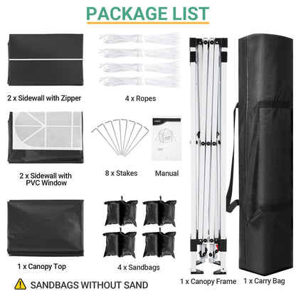 10-Foot x 10-FOOT  - POP-UP CANOPY W/4 REMOVABLE SIDEWALLS & AIR VENT