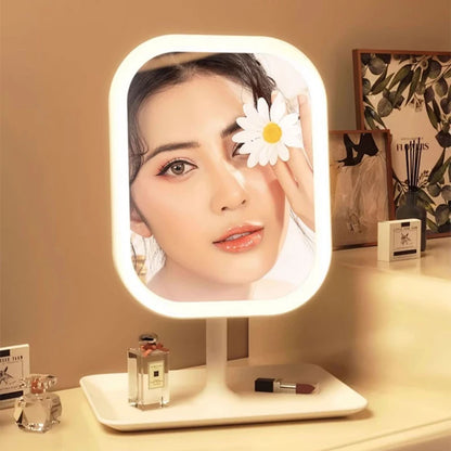 3-COLOR LED LIGHT DESKTOP VANITY MAKEUP MIRROR