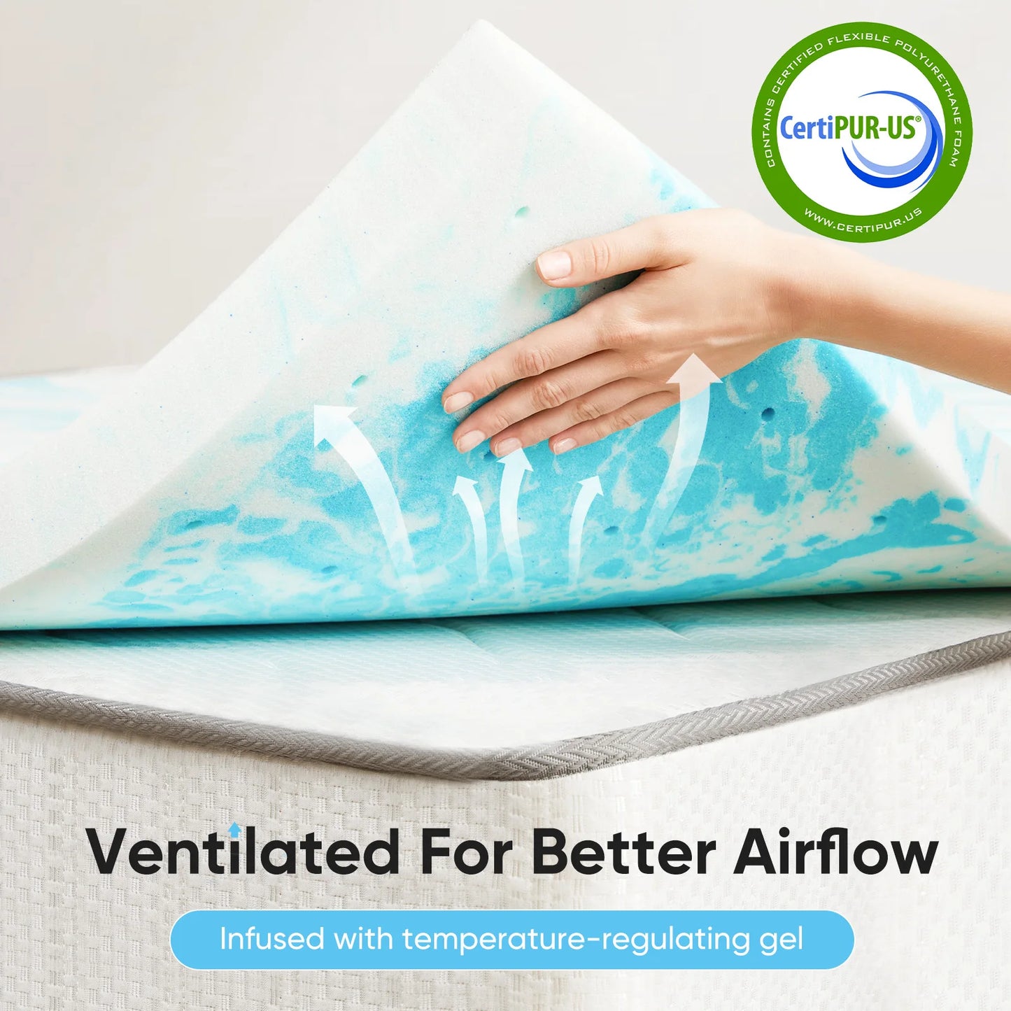 2-3in - SOFT COOLING GEL MEMORY FOAM FULL SIZE MATTRESS TOPPER